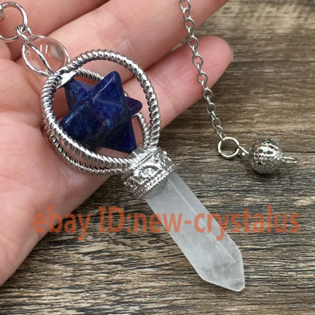 Natural Lapis lazuli merkaba star pendant quartz crystal point healing 1pc