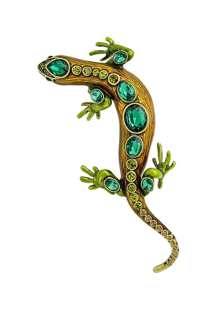 Broche Lézard Strass Et Métal Doré - Style Glamour, Neuf Sans Emballage