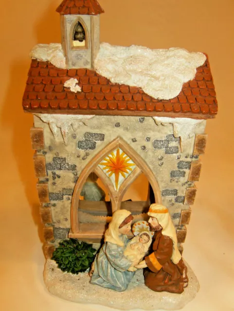 Enesco 863823 2001 globo de nieve iglesia natividad niño oración - 2 caras