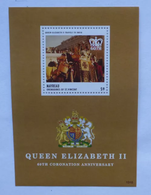 2013 St VINCENT & GRENADINES QEII 60TH MAYREAU STAMP MINI SHEET