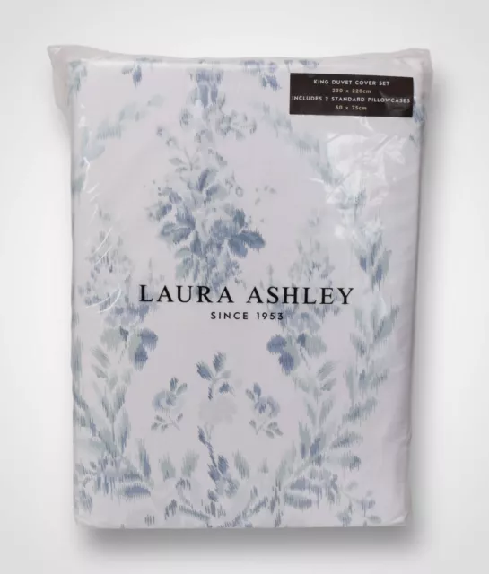 Laura Ashley Marabeau Seaspray Printed Floral King Size Duvet Cover Set