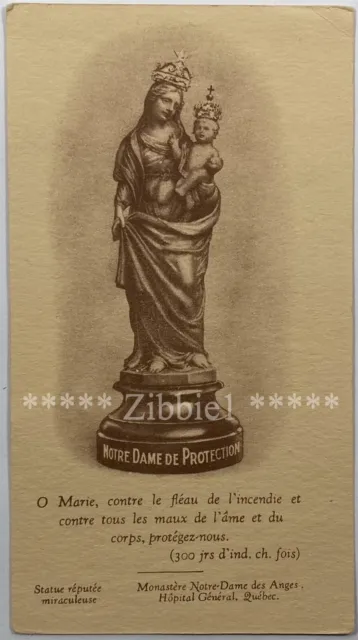 A Notre Dame De Protection, Vintage French Holy Devotional Prayer Card.