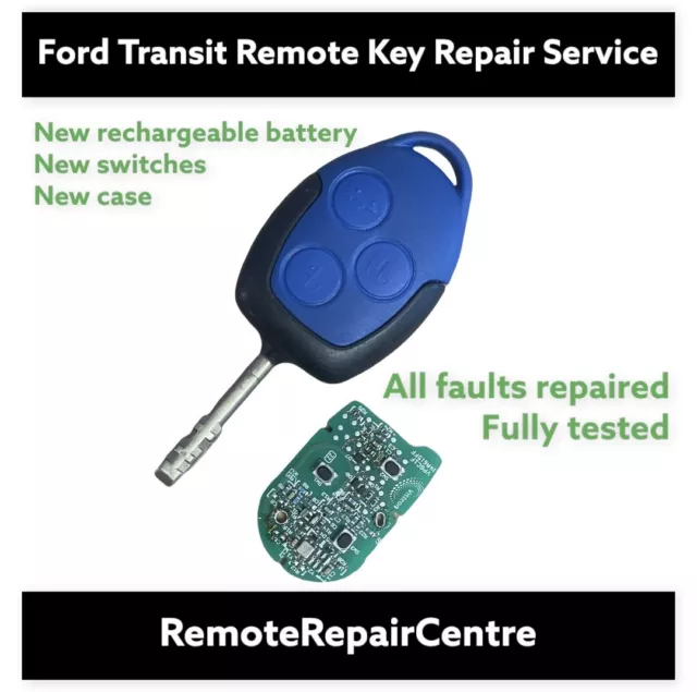 Key Repair - Ford Transit MK7 Connect Custom 3 button blue key fob Battery Shell