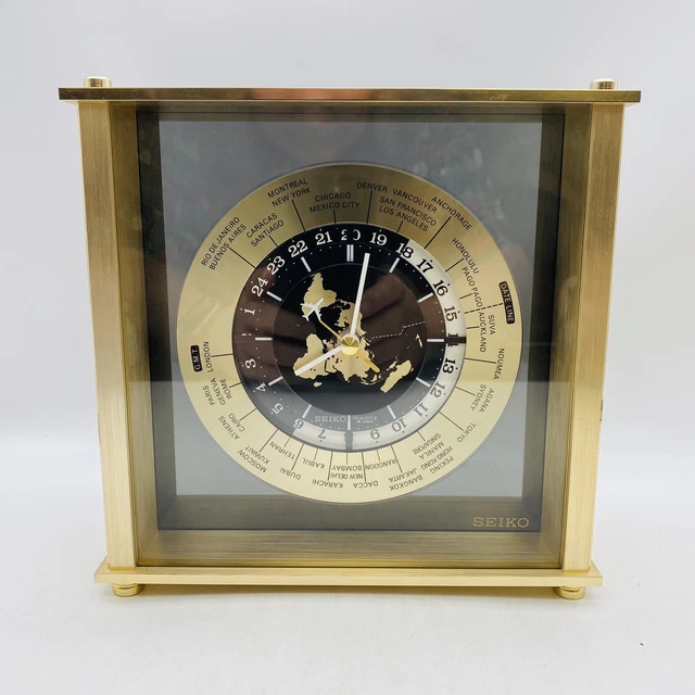 VINTAGE SEIKO QUARTZ World Time Zone Clock With Airplane Second Hand