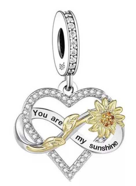 You Are My Sunshine Sonnenblume Herz Charm 🙂 925 Sterlingsilber Geschenk