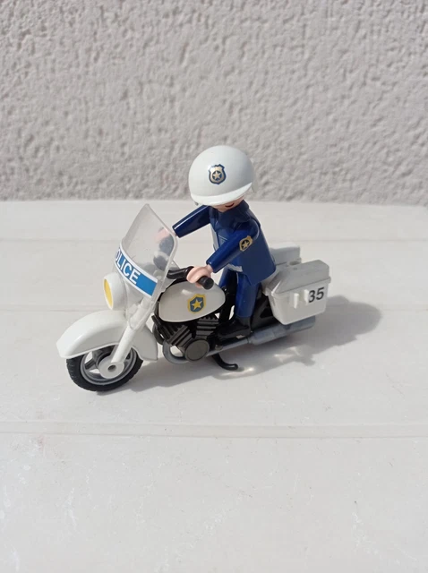 Playmobil Vintage 3564 - Police Moto Verte Avec Policier - Set 1982 - Boîte Espagnole
