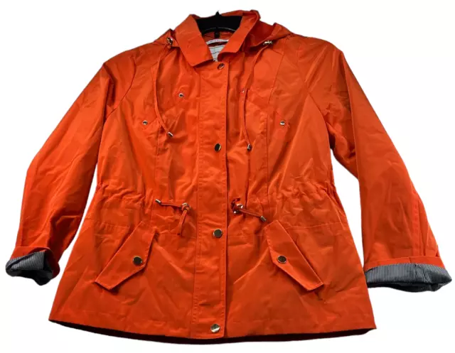 Charter Club Rain Jacket Womens size Small Petite PS Orange Anorak Full Zip New 2