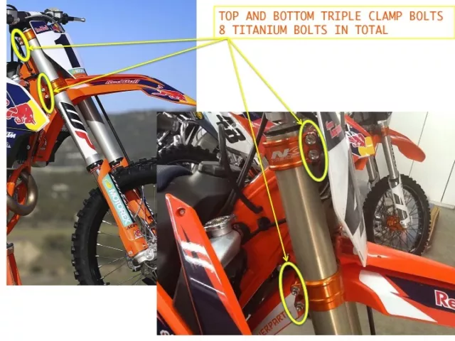 KTM Exc-F 350 Sx-F Freeride Superior E Inferior Triple Abrazadera Pinch Titanio