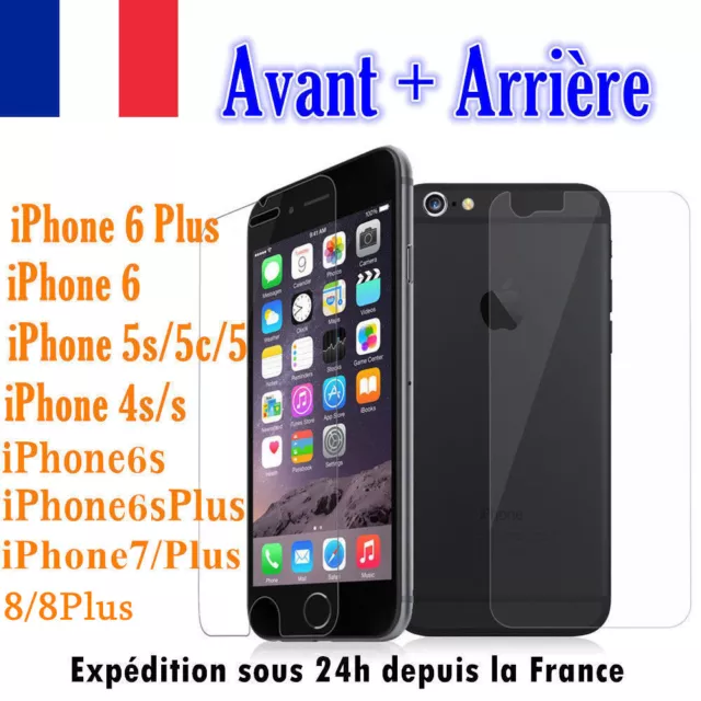 Vitre protection AVANT+ARRIÈRE Verre Trempé pour iPhone 7,6,SE,8,XR,XS,11,12,13