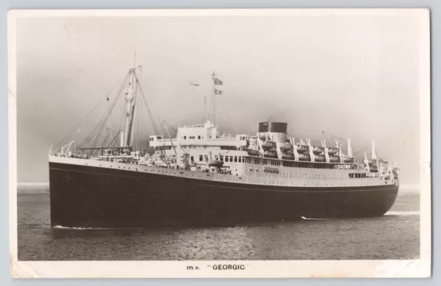 Postcard RPPC Photo MV Geogic Last Of White Star Line Pre Cunard Line Vintage