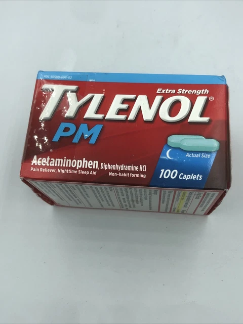 Tylenol PM Extra Strength Pain Reliever Nighttime Sleep Aid 100 Caplets 07/23