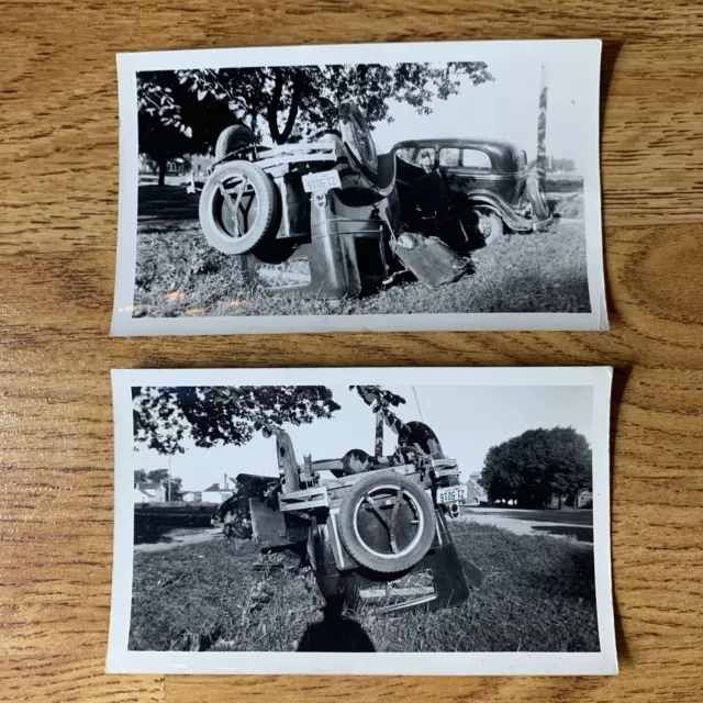 Antique Automobile Car Accident Photo Ford Model T Vintage Crash Iowa Lot Of 2