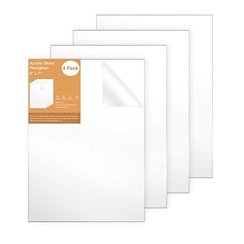 5"x 7" Acrylic Sheet Plastic 0.118"/3mm Thick Clear Plexiglass Panels With Prote