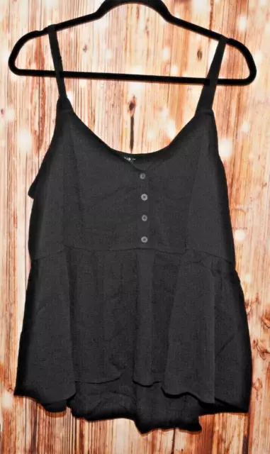 NEW NWT Torrid 1x 14/16 Black Crinkle Babydoll Cami Tank (fits Loose  - 2 2x)