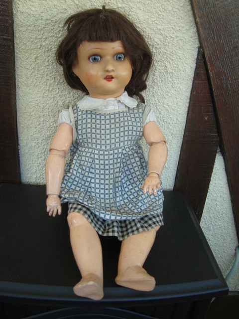 2 Grandes Poupées Anciennes Raynal 50 Cm - Tissu, Feutrine, Celluloïd - Couple