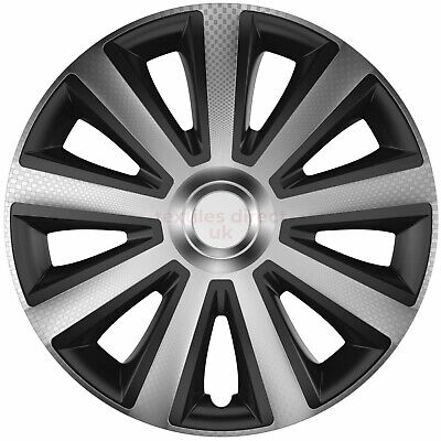 Wheel Trims 16" Hub Caps Aviator Carbon Silver Black Car Covers Set of 4 Fit R16