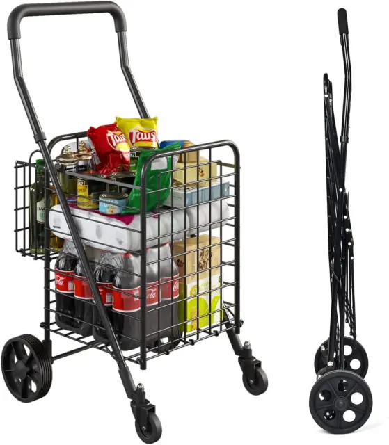 Shopping Cart with 360° Rolling Swivel Wheels for Groceries Utility