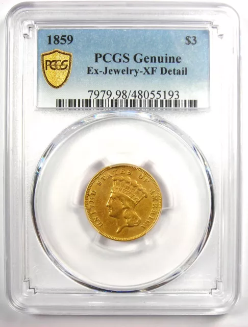 1859 Three Dollar Indian Gold Coin $3 - Certified PCGS XF Details - Rare Date! 2