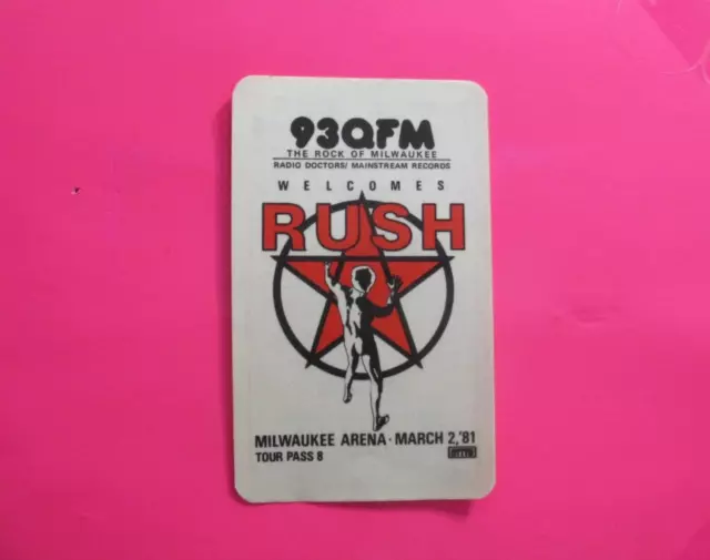 Rush Vintage Satin Backstage Pass March 1981