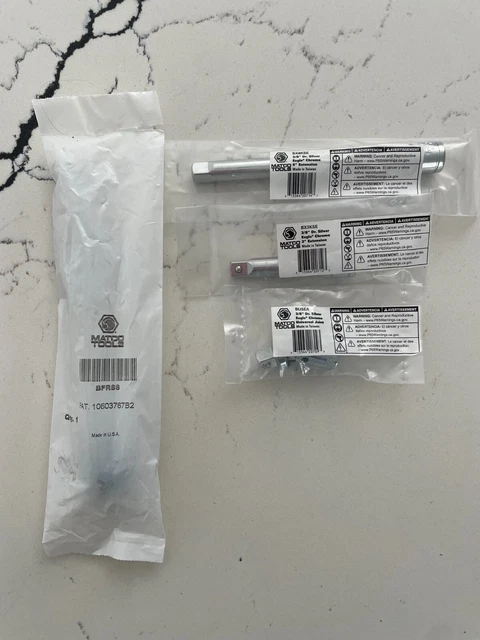New Matco 4 Pc-3/8" 88 Tooth Fixed Chrome Ratchet& 3"+6" Ext. & Universal Joint