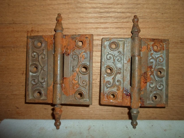 antique cast iron steeple hinges, Eastlake  / Victorian period # 9