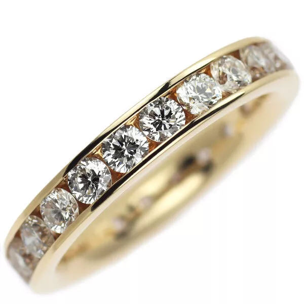 K18YG 2.00CT FULL ETERNITY DIAMOND RING - Auth free shipping from Japan- Auth S