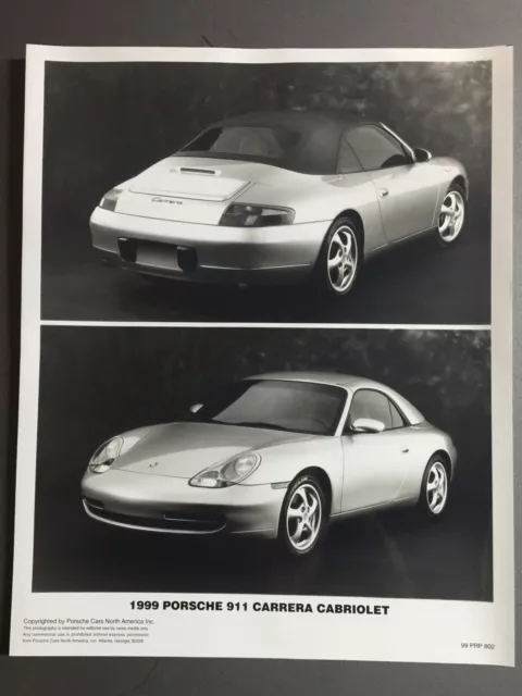 1999 Porsche 911 Carrera Cabriolet B&W Press PCNA Issued Photo RARE Awesome L@@K