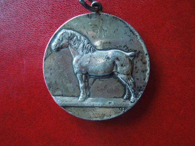 J 5549 DENMARK MEDAL 1930s DRAFT  HORSE Festival SILVERED  95,2 GR  SEE DESCRIPT