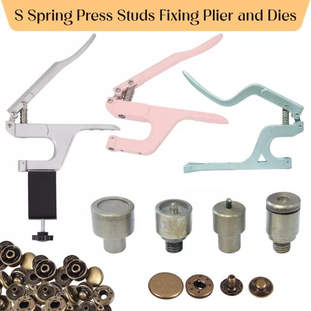 S Spring Press Studs Fixing Dies with ZYT Plier for Clothing Leathercrafts Bags