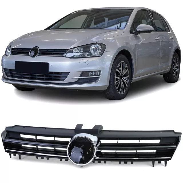 Sport Kühlergrill Schwarz Glanz mit Chromleiste für VW Golf 7 auch GTI 12-17