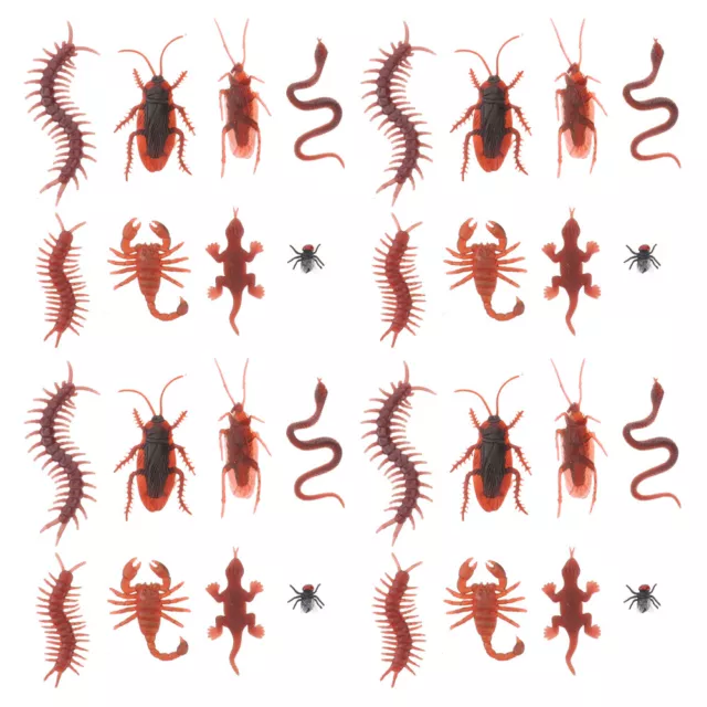 80 piezas Insectos realistas Halloween broma juguete insectos escorpiones falsos realistas