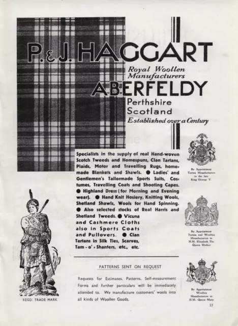 Original 1952 advert for P. and J. HAGGART of ABERFELDY