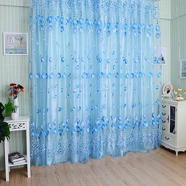 Floral Tulle Voile Door Window Curtain Drape Panel Sheer Scarf Valance Divider 3
