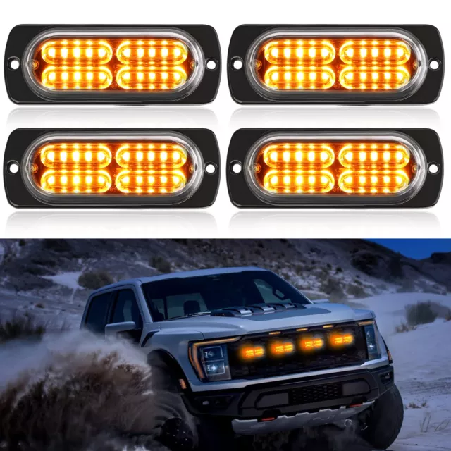 16PC LED Auto KFZ Gelb/Weiß Frontblitzer Blitzlicht Warnleuchte