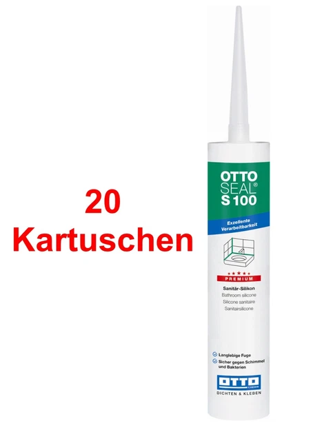 Premium-Sanitär-Silikon Ottoseal S100 20 X 300ml Joints Fugen Douche Sanitaire