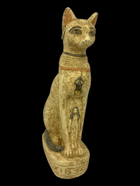 Statue égyptienne Antique Bastet Chat - Pierre Noire - Egypte H