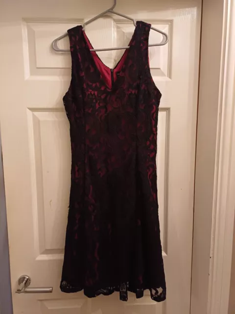 RED AND BLACK Lace Dress Mela London Size 14 10.00 PicClick UK