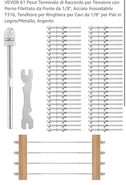 VEVOR 61 Pezzi terminale di raccordo per tensione con perno acciaio NUOVO