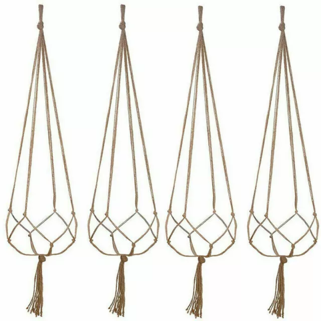 4PCS Garden Plant Hanger Macrame Hanging Planter Basket Rope Flower Pot Holder 3