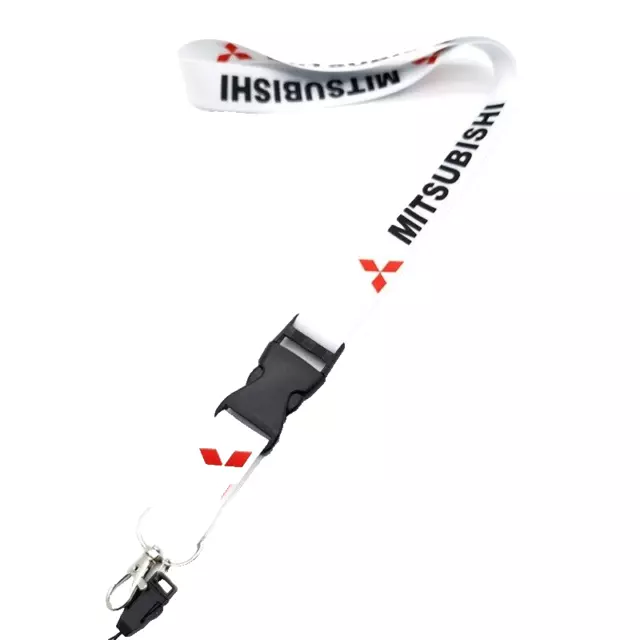 MITSUBISHI White Lanyard Keyring ID Card Holder Phone Strap Car UK Seller