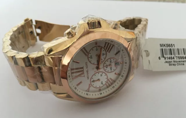 michael kors mk5651 bradshaw two tone gold/rose gold ladies chronograph watch