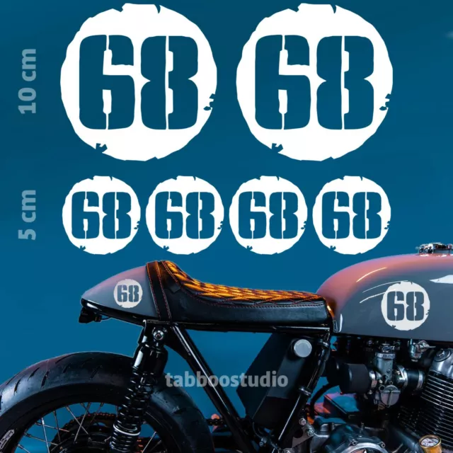6 NUMEROS ADHESIVOS pegatinas en vinilo moto cafe racer stickers color  negro EUR 15,00 - PicClick FR