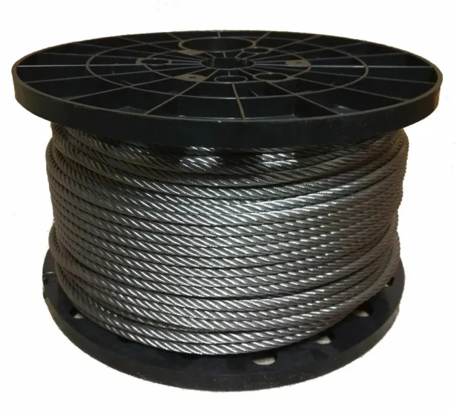 3/8" Stainless Steel Aircraft Cable Wire Rope 7x19 Type 304 (500 Feet)