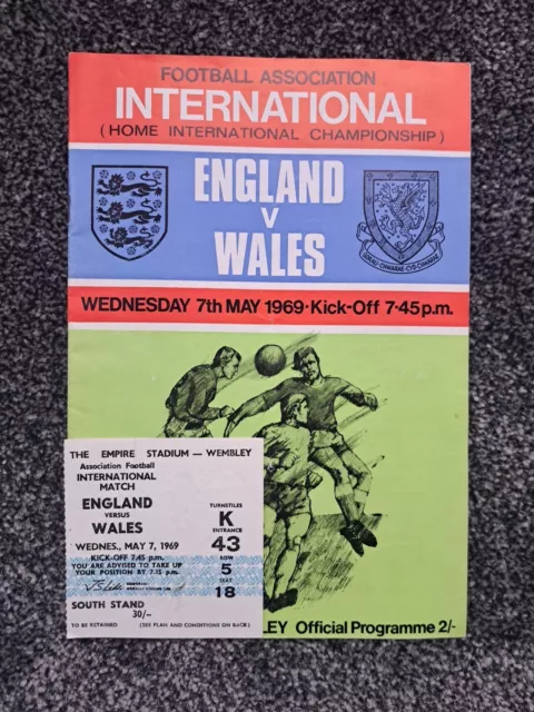 England V Wales 1969 International + Ticket