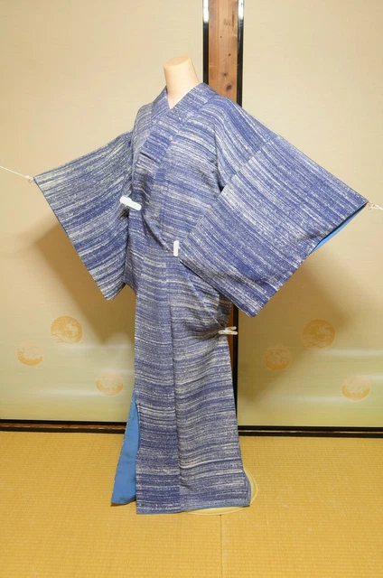 (with Flaws) Silk Kimono Komon Women Japanese vintage Robe 151cm /1082
