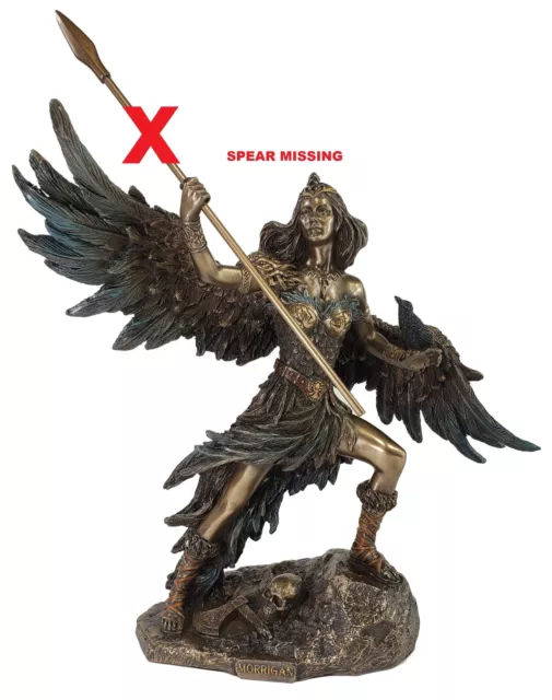 9" Morrigan Celtic Raven Goddess of War and Death NO Spear Statue Bronze Color