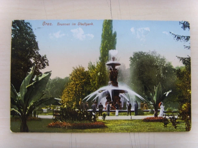 Steiermark Ansichtskarte Graz Brunnen im Stadtpark      um 1928