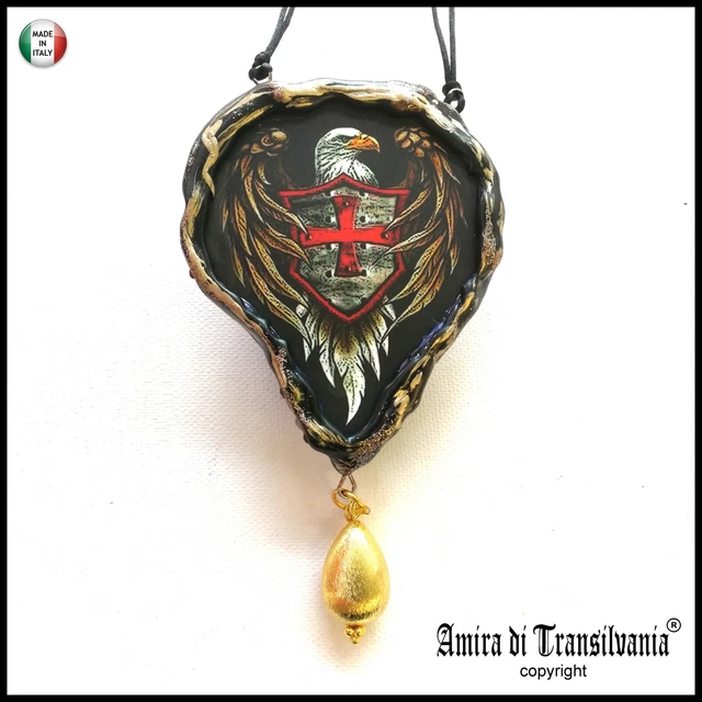 talismano templare gioiello massonico massoneria amuleto pendente aquila croce