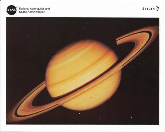 NASA Photo Saturn And Moons 1993 Solar System With Information On Back 8 x 10