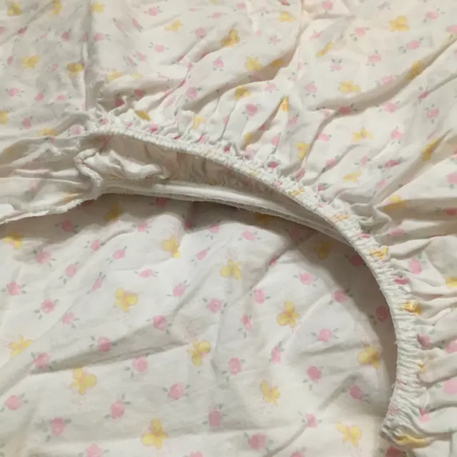 Carter cotton crib fitted sheet white with small pink & yellow flowers